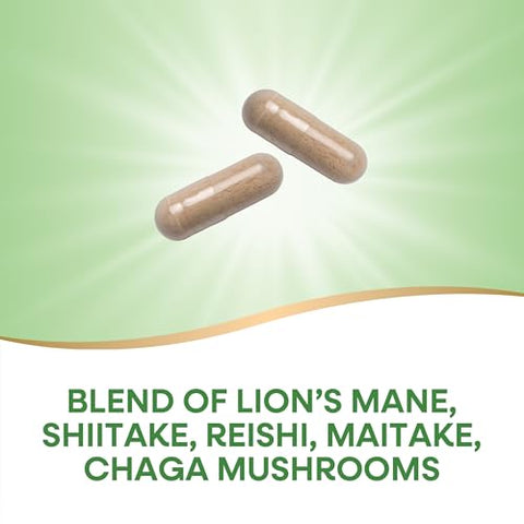 Nature'S Way 5-Mushroom Blend With Lion S Mane Shiitake Reishi Maitake Chaga Mushroom 60 Vegan Capsules