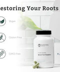 Nutritional Roots Multivitamin+ AwardWinning PlantBased (Vegan) Multivitamin Organic Vegetables and Herbs Fermented Vitamins Probiotics Doctor's Choice 45 Servings