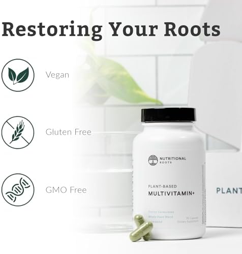 Nutritional Roots Multivitamin+ AwardWinning PlantBased (Vegan) Multivitamin Organic Vegetables and Herbs Fermented Vitamins Probiotics Doctor's Choice 45 Servings
