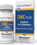 Superior Source Zinc Plus Lozenges, With Vitamin C (30 Mg), D3 (1,000 Iu), Elderberry Extract, Quick Dissolve Microlingual Tablets, 90 Ct, Promote A Healthy Immune System & Antioxidant Support Non-Gmo