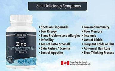 Maxion Max Zinc Supplement to Maintain Healthy Skin, Bones, Hair, and Nails, 60 Capsules