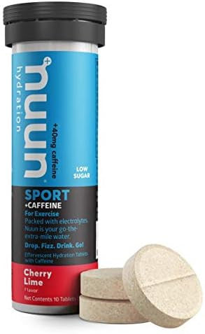 Nuun Sport + Caffeine: Electrolyte Drink Tablets Cherry Limeade 1 Tube (10 Servings)