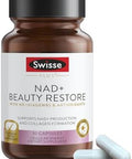 Swisse Plus Nad+ Beauty Restore Clinically Tested Ingredients Nad+ Supplement For Men & Women Supports Collagen Formation, Skin Elasticity & Anti-Aging Supplement 30 Capsules