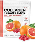 Clean Simple Eats Collagen Powder + Beauty Blend Strawberry Colada Hydrolyzed Collagen Peptides From Grass Fed Bovine & Chicken Hyaluronic Acid For Hair Skin Nail & Joint Support 30 Servings