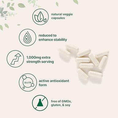 Micro Ingredients Glutathione 1000Mg 120 Veggie Capsules Extra Strength Reduced Glutathione Active Antioxidant Form Liver Health & Immune Support Supplement Non-Gmo Gluten Free Vegan