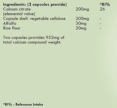 G&G Vitamins Calcium Citrate - 200mg Elemental Calcium Citrate Per 2 Capsules - 120 Vegan Capsules