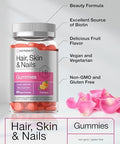 Horbaach Hair Skin and Nails Gummies 100 Count with Biotin Fruit Flavored Vitamins NonGMO Gluten Free Supplement