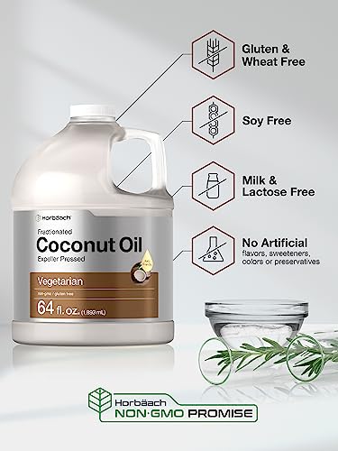 HorbÃƒÆ’Ã‚Â¤ach Coconut Oil for Cooking | Liquid | 64 oz | Fractionated & Unflavored | Keto Friendly | Vegetarian, Non-GMO & Gluten Free