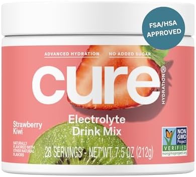 Cure Hydration Plantbased Electrolyte Drink Mix No Added Sugar Fsahsa Dehydration Relief Powder Made With Coconut Water Nongmo Vegan 28 Servings Jar Berry Pomegranate