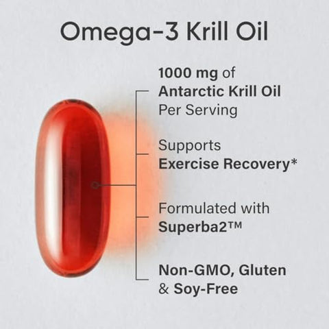 Sports Research Antarctic Krill Oil Omega 3 1000Mg (Double Strength) With Phospholipids Choline & Astaxanthin Triple Strength Omega 3 Fish Oil Single-Source Wild Alaska Pollock 1250Mg Vitamin D3 K