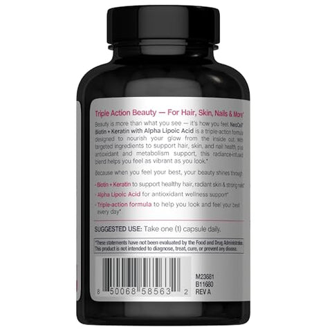 Neocell Biotin Complex Hair Skin & Nails 90 Capsules With Bioactive Keratin Peptides And Alpha Lipoic Acid Radiance-Infused Formula