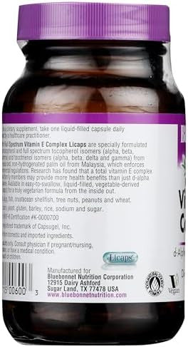 Bluebonnet Natural Full Spectrum Vitamin E Complex 60 Licaps
