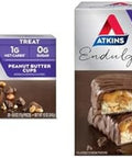 Atkins Endulge Peanut Butter Cups Dessert Favorite Low Carb 0G Sugar 20 Count & Endulge Caramel Nut Chew Bar Dessert Favorite 1G Sugar Good Source Of Fiber 5 Count