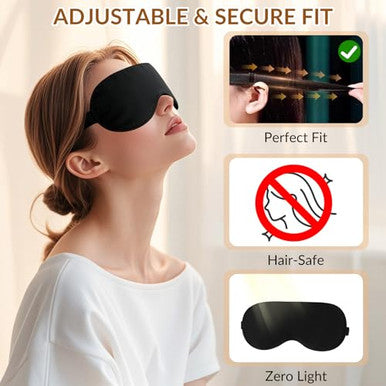 Innoflyx 100 6A Mulberry Silk Sleep Mask For Women & Men Soft Breathable Eye Mask For Sleep Blackout Design For Migraine Relief & Puffy Eyes Perfect For Travel Office Airplane Eye Care