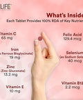 Inlife Chelated Iron Folic Acid Supplement With Vitamin C E B12 Zinc and Selenium For Men Women 60 Tablets