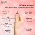 Inlife Chelated Iron Folic Acid Supplement With Vitamin C E B12 Zinc and Selenium For Men Women 60 Tablets