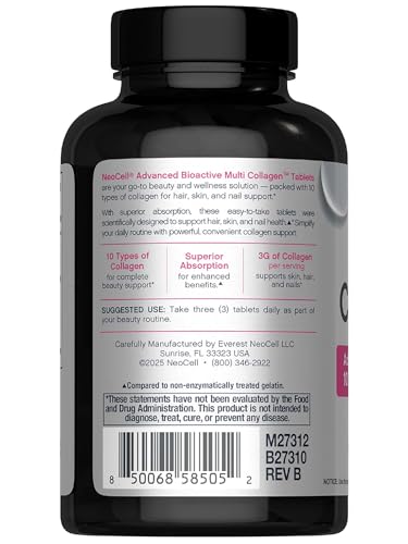 Neocell Super Multi Collagen Peptides 120 Tablets 10 Types Of Collagen Skin Hair And Nails Beauty Supplement For Men And Women