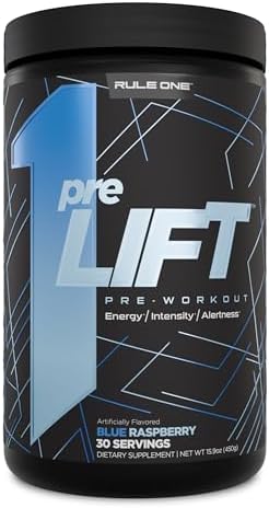 Rule 1 Proteins Prelift Preworkout 6G Citrulline 3.2G Beta Alanine 3 Caffeine Sources + 20 Others For Energy Alertness & Endurance (30 Servings Blue Raspberry)