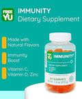 Immunity Gummy - Dietary Supplement With Vitamins For Adults & Teens - Chewable Multivitamin Booster Gummies With Zinc, Vitamin C And D - Naturally Flavored & Gluten - 60 Gummies (7.4 Oz)