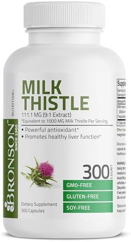 Bronson Milk Thistle 1000 Mg Silybum Marianum Antioxidant & Liver Health Support - Non-Gmo 300 Capsules