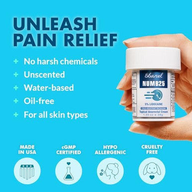 Ebanel 5% Lidocaine Numbing Cream Pain Relief Burn Itch Numb Cream Maximum Strength Topical Anesthetic with Allantoin Vitamin E for Local and Anorectal Uses Hemorrhoid Treatment Oil Free