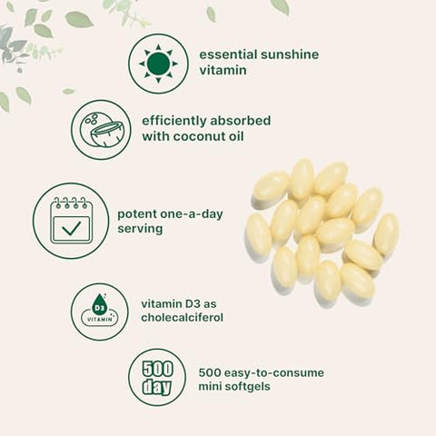 Micro Ingredients Vitamin D3 2000 Iu 500 Softgels Virgin Coconut Oil Cholecalciferol Form Bone Immune & Heart Support Easy To Swallow Non-Gmo
