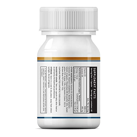 Inlife Vitamin D3 5000 Iu Cholecalciferol With Extra Virgin Coconut Oil Supplement For Better Absorption For Both Men & Women Supports Immunity Bones & Muscle Health Pack Of 1 60 Soft Gels