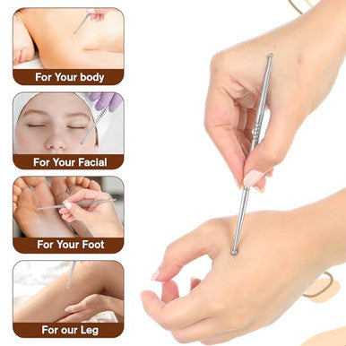 Aysatogc Acupuncture Pen Facial Reflexology Massage Tool Ear Acupressure And Body Point Probe Pen For Face Body Muscle Relax Feet Legs Arms Shoulders Neck Back Stainless Steel 3 Pieces