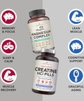 Amandean Magnesium Complex & Premium Creatine Hcl Bundle. Branded & Studied. Usamade Concret. Highabsorption Magnesium Threonate Glycinate & Malate. Lean Muscle. Energy. Cognition Memory & Sleep