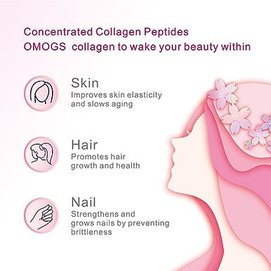 OMOGS Collagen Peptides Powder with Prebiotics and Cranberry Extract Hydrolyzed Collagen Peptides Support Hair Skin Nail Bone and Digestive Health Grass Fed Non GMO for Women and Men