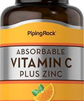 Piping Rock Vitamin C Plus Zinc 180 Softgels Absorbable Bioavailable Ascorbic Acid Supplement Non-Gmo, Gluten Free