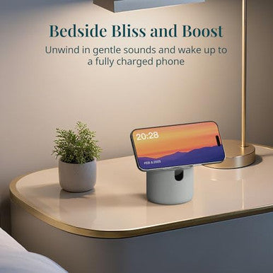 Anjank White Noise Sound Machine With Wireless Charger Stand 20 Soothing Sleep Sounds 32-Levels Volume Auto-Off Timer Magnetic Charging For Iphone White Noise Machine For Adults Home Travel