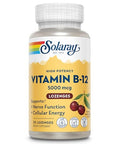 Solaray Vitamin B12 5000mcg Lozenges B12 Vitamins 5000 mcg Methylcobalamin Lozenges for Women and Men Methylated B Vitamins for Energy Support and Nerve Health Natural Cherry Flavor 30 Count