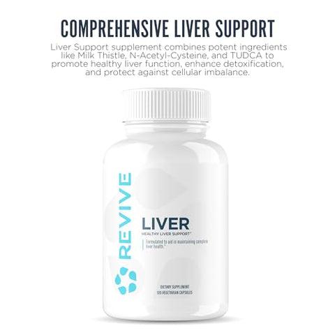 Revive Md Natural Liver Cleanse Detox & Repair Supplement Milk Thistle Liver Support Formula Promotes Healthy Liver Function & Helps Reduce Inflammation 120 Capsules (30 Servings)