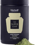 Welleco The Super Elixir Daily Greens Powder Probiotic Drink Mix With Whole Foods Gluten Vegan Gut Health Powder Energy Immunity Healthy Skin Hair & Nails (Jar Blood Orange)
