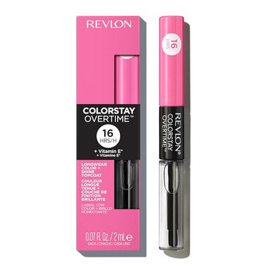 Revlon Liquid Lipstick With Clear Lip Gloss Colorstay Overtime Lipcolor Dual Ended With Vitamin E 080 Keep Blushing 0.07 Fl Oz