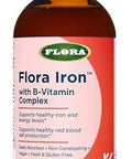 Flora Iron With Bvitamin Complex Helps Maintain Healthy Iron Levels Nonconstipating Highly Absorbable Vitaminb & Liquid Iron Vegan Supplement Yeast & Gluten 15Oz. Glass Bottle