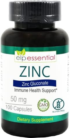 Zinc 50Mg, Immune Support & Antioxidant Supplement 100 Capsules - Gluten And Non-Gmo