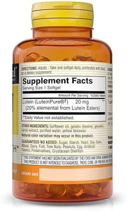 Mason Natural Lutein 20 Mg With Vitamin E Healthy Vision And Eye Function Supports Eye Health 30 Softgels
