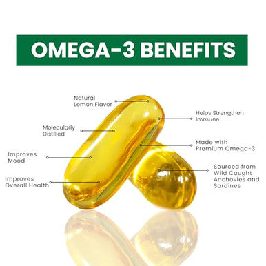 Zaytun Halal Fish Oil 1200Mg Omega-3 Premium Epa/Dha One Per Day Daily Wellness Support 4 Months Supply Lemon Flavor Keto Friendly Gluten Free
