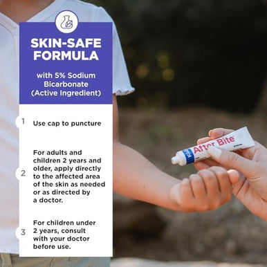After Bite Kids - Bug Bite Itch Relief For Kids With Sodium Bicarbonate - Ideal For Mosquito Bites Fire Ant Bites Bees & More - Portable Cream Formula - 0.7 Oz (4 Pack)