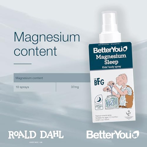 Betteryou Magnesium Sleep Kids' Body Spray - Relaxing Magnesium Chloride Spray For Kids - Promotes A Restful Sleep - Lavender Essential Oil 3.38 Oz