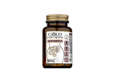 GOLD COLLAGEN Dermabiotix - Probiotics for Gut Health and Hair Nail Skin Supplement with Vitamin C B D Biotin Zinc and Folic Acid - Bones Muscles and Calcium Absorption Support 30 Tablets