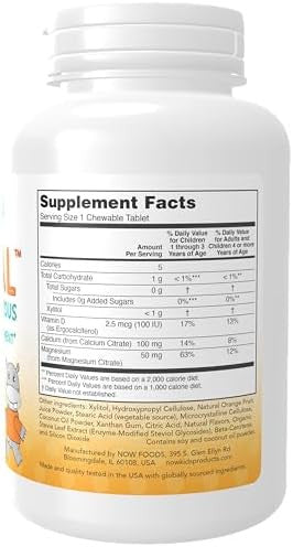 Now Foods Supplements Kid Cal With Calcium Citrate Magnesium And Vitamin D Tart Orange 100 Chewables Packaging May Vary