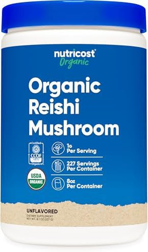 Nutricost Organic Reishi Mushroom Powder 0.5Lb (8Oz) Usda 100% Organic Vegetarian Nongmo Gluten