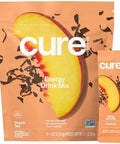 Cure Hydration Performance Plantbased Electrolyte Energy Drink Mix No Added Sugar Dehydration Relief Powder 100Mg Of Caffeine Nongmo Vegan Pouch Of 14 Packets Peach