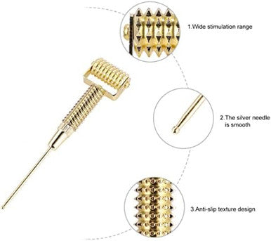Healeved Ear Massage Acupoint Detecting Pen With Flexible Spring Roller Copper Probe For Precise Therapy And Facial Acupoint Stimulation 4.92X1.37X0.59In