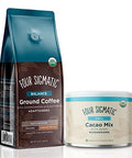 Four Sigmatic Chill Hot Cacao Can + Adaptogen Ground Coffee Bundle By Four Sigmatic Organic Reishi Mushroom With Cacao Powder Focus And Energy Boosting Coffee With Ashwagandha Chaga Mushroom Eleuthero