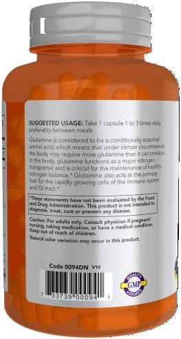 Now Sports Nutrition Lglutamine Double Strength 1000 Mg Amino Acid 240 Veg Capsules