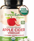 Forestleaf Usda Organic Apple Cider Vinegar Capsules With Mother 1200 Mg Vegan & Non-Gmo Apple Cider Vinegar Pills With Cayenne Pepper & Ginger Root 120 Caps